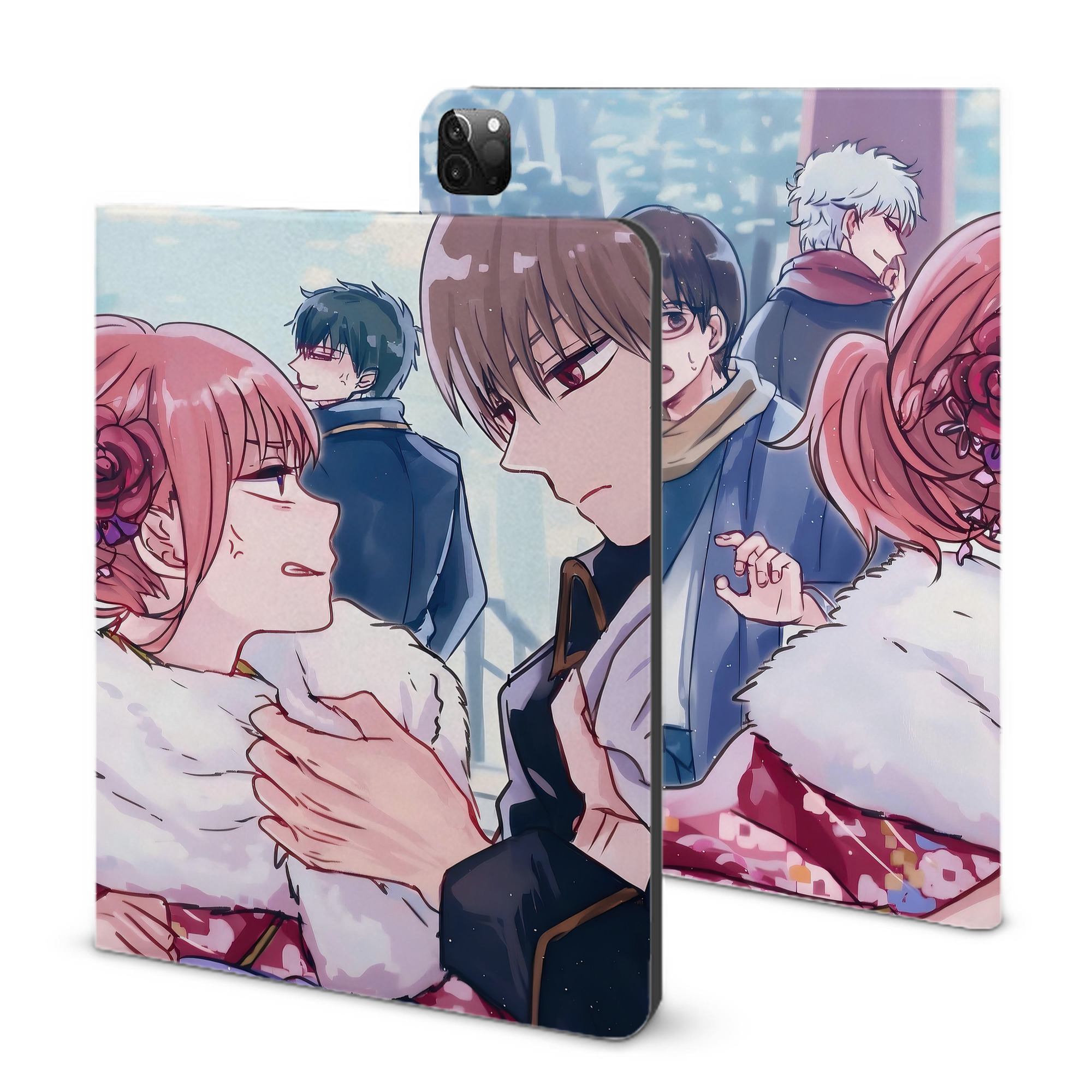 （画像用） ぎんたま 坂田銀時（さかたぎんとき） 神楽 志村新八（しむら しんぱち） GINTAMA Sakata Gintoki Kagura Shimura Shinpachi IPadケース ペンホルダー付き ブックスタイルデザイン